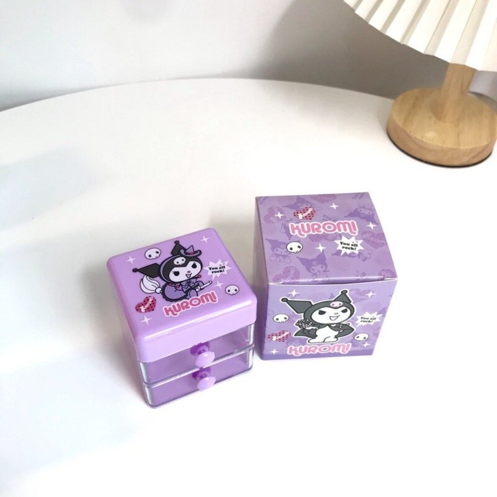 Sanrio Kuromi On Broom Double Drawer Storage Jewelry Box
